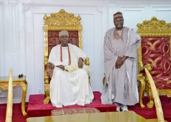 PHOTOS; Oba Ghandi receives Babalaje of Ogbomosoland, Open Salawu, PDP Chairmanship candidate Ogunlade