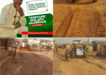Oyo LG Election: PDP Chairmanship Candidate, Glorious Receives Praises for Road Grading Initiative in Ona Ara Community Areas