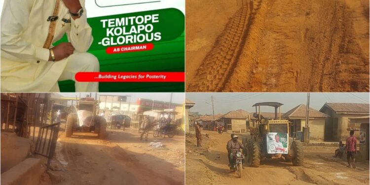 Oyo LG Election: PDP Chairmanship Candidate, Glorious Receives Praises for Road Grading Initiative in Ona Ara Community Areas