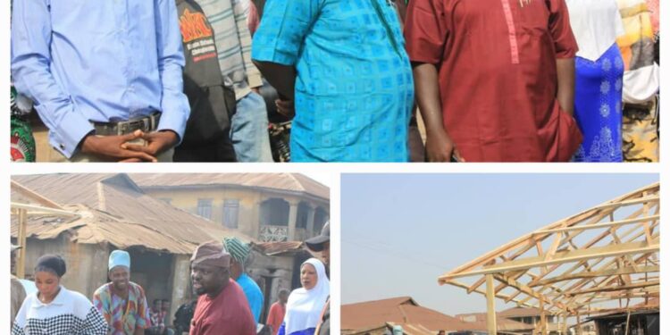 PHOTOS: Excitement as Ex-Oyo Commissioner, Afonja reconstructs burnt shops in Ogbomoso