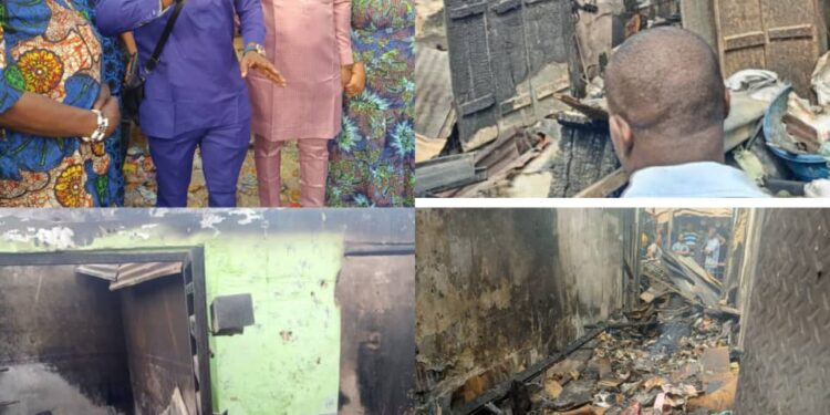 Oyo Lawmaker Adebayo Babajide Gabriel, Ibadan North PDP Chairmanship Candidate, Hon. Olufade Oluwaseun, Visit Sango Market After Devastating Fire Outbreak