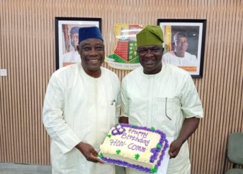 Oyo Deputy Gov felicitates with Estab Comm. Niyi Adebisi on birthday 