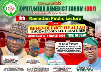 OMITUNTUN BENEDICT FORUM (OBF) Holds 4th Ramadan Public Lecture Tomorrow, Extends Invitation to General Public