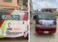 LG Poll: Hon. Lanre Sarumi Boosts Hon. Oluwaseun Olufade’s Campaign with Branded Bus and Gifts