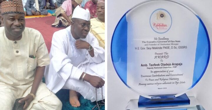 10th Omituntun Ramadan: Ex-Makinde’s Aide, Hon Akeem Ige Felicitates PDP DNC Amb Arapaja, PDP SW Woman Leader Yeye Bose Adedibu, Sen. Monsurat Sunmonu, Aare Musulumi D-Damark and Others on Award