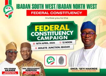 PDP Ibadan South West/North West Federal Constituency Flag off  Kicks Off Noon on Tuesday for Local Government Election Campaign