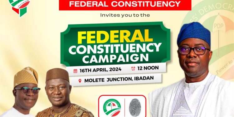 PDP Ibadan South West/North West Federal Constituency Flag off  Kicks Off Noon on Tuesday for Local Government Election Campaign