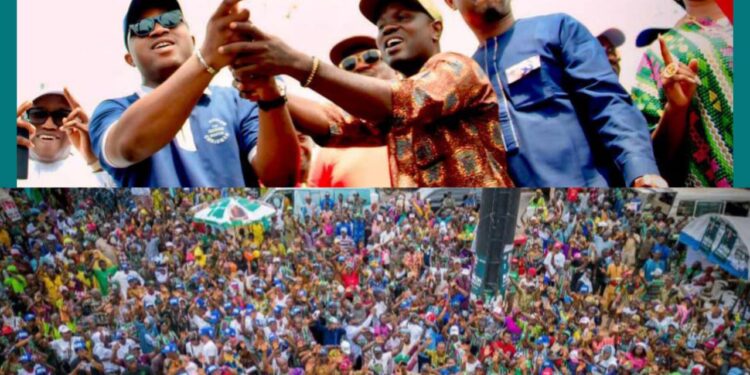 Flag-off Campaign: Mammoth Crowd As Oluwaseun Olufade Officially Receives PDP Flag As Chairmanship Candidate For Ibadan North Local Government