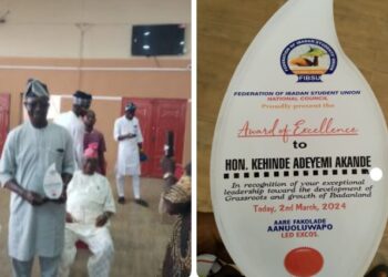 Hon Akande Bags FIBSU Award of Excellence on Grassroot and Growth of Ibadanland
