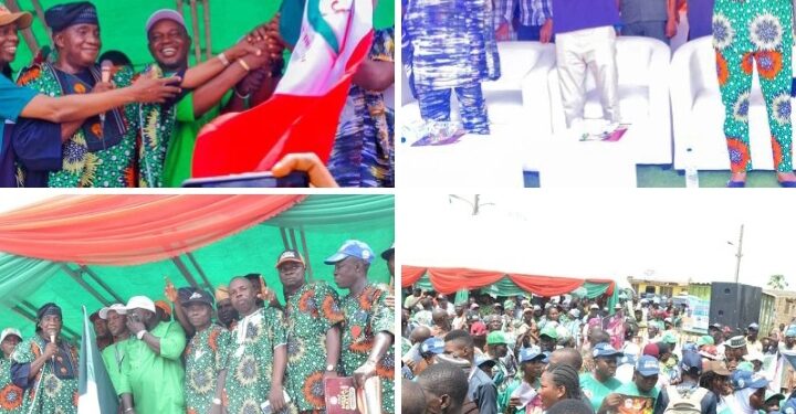 PHOTOS: FIBSU Nat’l Endorsed as Dr. GLORIOUS Receives PDP Flag at Egbeda/Ona-Ara Mega Rally 2024