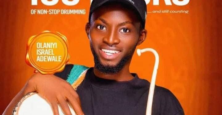 Non-Stop-Drumming: Saki-born Israel Reaches 100 Hours, Eyes World Record with 50 Hours Left*