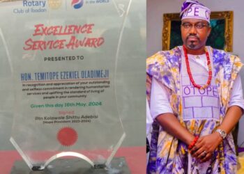 Rotary Club of Ibadan Honours Hon. Temitope Ezekiel Oladimeji OTOPE with Prestigious Award of Excellence