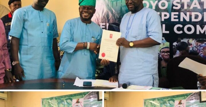 LG Poll: Sanda, Simple Receives OYSIEC Certificate of Return For Second Term as Council Chairman, Vice