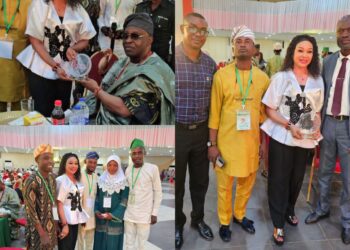 PHOTOS: Soun Ogbomoso, Oba Ghandi presents ‘Trailblazer Female award’ to Makinde’s aide, Agberemi RAD