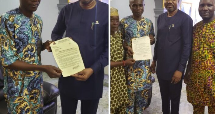 Photos News: Dr. OTOPE Rewards Loyalty, Facilitates OYTMA Permanent Job for Comrade Olodo