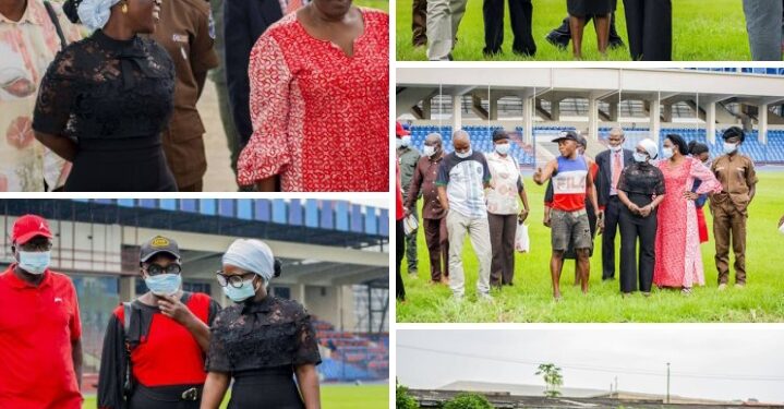 PHOTOS: Commissioner for Youth and Sports, Adegoke Inspects Ongoing Pitch Maintenance, Sports Facilities at Adamasingba Stadium