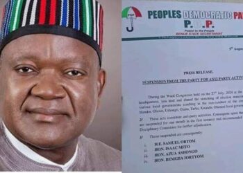 PDP Crisis Deepens, Suspends Ex Benue Gov Ortom, 3 Others