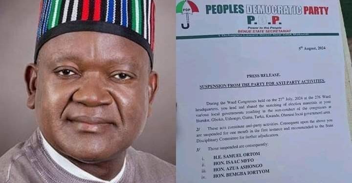 PDP Crisis Deepens, Suspends Ex Benue Gov Ortom, 3 Others