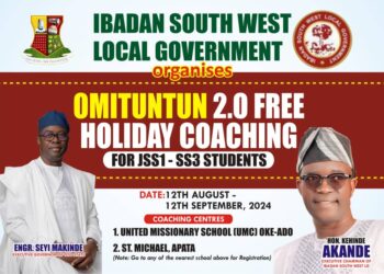 Summer of Fun and Learning: Ibadan South West Council Announce Venues for Free Coaching Program