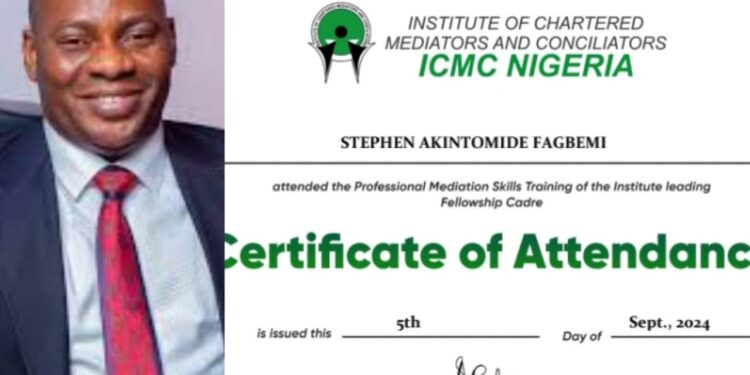Dr. Fagbemi, Renowned Scientist, UK Chartered Arbitrator, to Be Inducted As Fellow of Institute of Chartered Mediators and Conciliators (ICMC)