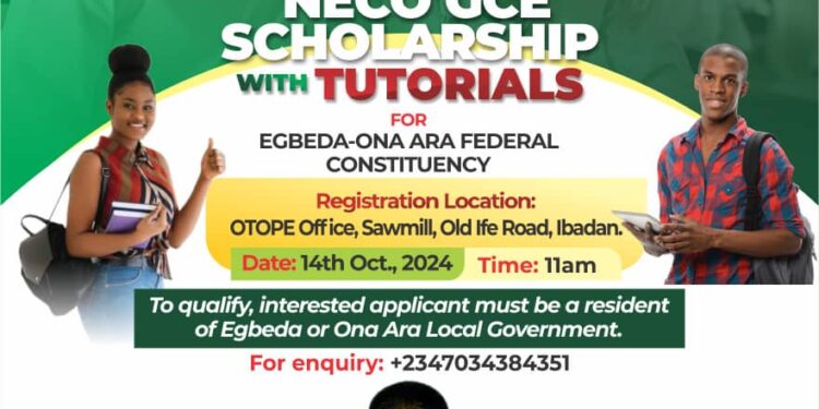 OTOPE Foundation Offers NECO GCE Scholarship with Tutorials to Egbeda-Ona Ara Federal Constituency Residents
