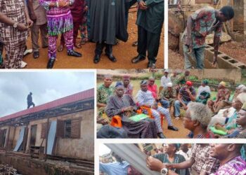Inspection of classrooms renovation project facilitated by Hon. Sanda Sikiru Oyedele, Executive Chairman, Egbeda LGA