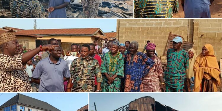 Chairman Mudashiru Kamorudeen Visits Olohunda Inferno Scene, Sympathizes with Victims