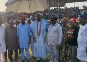 Oyo Lawmaker Bisi Oluranti commend Oba Ghandi for supporting OCYF on the Orumogege Football Competition