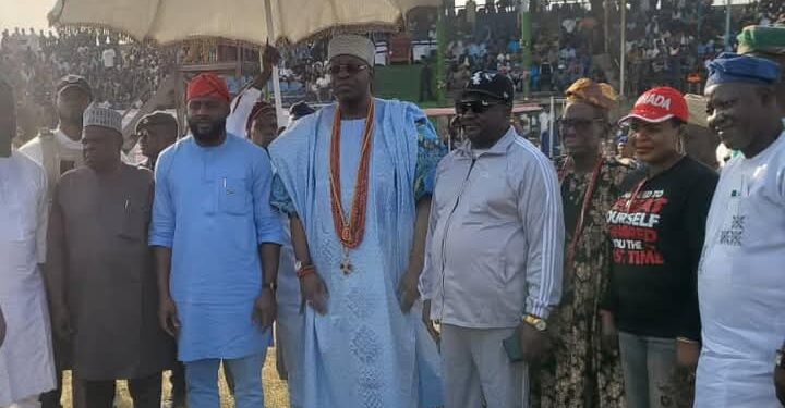 Oyo Lawmaker Bisi Oluranti commend Oba Ghandi for supporting OCYF on the Orumogege Football Competition