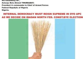 Ibadan North Bye Election: APC Group Raises Concern Over Selection Of Candidates For Ibadan North Bye-election, Urges Tinubu’s Intervention