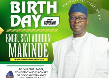 The Political Head Administrator of Ibadan South Local Council.Hon Teslim Ogundeji Celebrates 57th years of 001 oyo state Engineer Oluwaseyi Abiodun Makinde FNSE