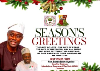 HON. SANDA FELICITATES OYO STATE GOVERNOR ON HIS 57TH BIRTHDAY AND REJOICE WITH CHRISTIANS ON CHRISTMAS CELEBRATION.