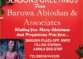 Seasons Greetings from Hon Baruwa Abiodun And Associates,