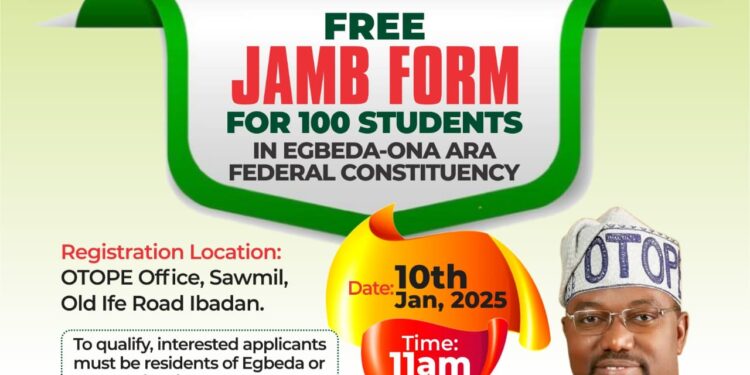 Again, OTOPE Foundation Offers Free JAMB Registration to 100 Students in Egbeda And Ona-Ara LGs