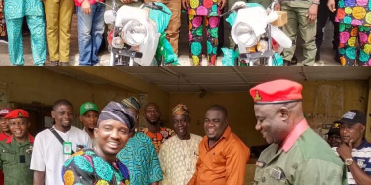 Photos News: Ibarapa Central Council Boss, Olusola Adeleke Boosts Security Operations with Motorcycle Donation to NDLEA and Agro Ranger.