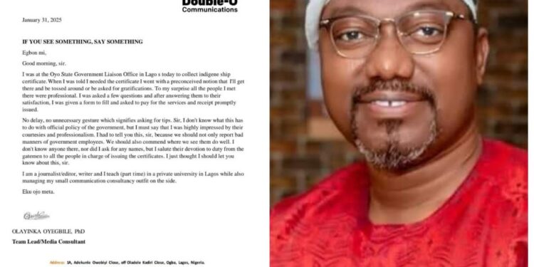 ‘No Delays, No Bribery’, Client Shares His Positive Encounter with Oyo State Liaison Office  ….Dr. OTOPE reacts
