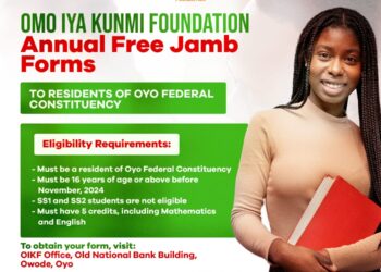 OMO IYA KUNMI FOUNDATION ANNUAL FREE JAMB FORMS FOR OYO RESIDENTS