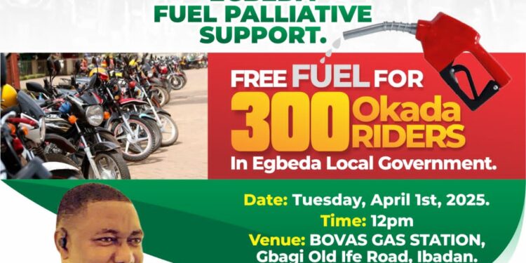 300 Egbeda LG Okada Riders Get Free Fuel Boost from OTOPE Foundation, Following Ona-Ara Rollout