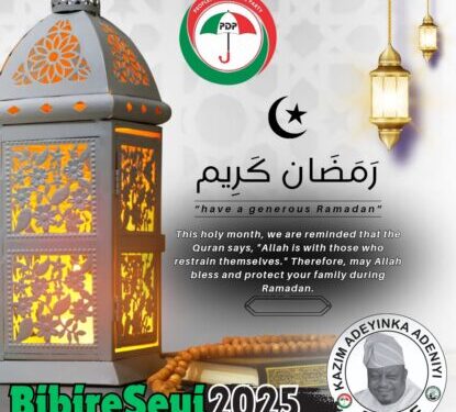 Ramadan Kareem: Hon. Kazim Adeyinka Bibire Urges Muslims To Embrace Generosity, Patient And Empathy*