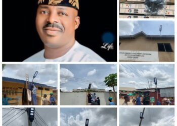 Light Up Project: Hon. Akinwole Akinleye Launches Solar Streetlight Installation in Orogun, Boosting Security and Nighttime Economy