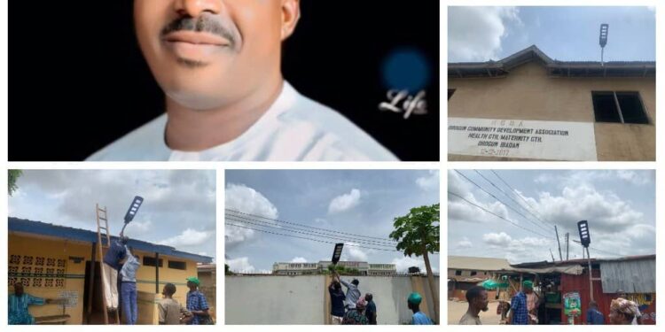 Light Up Project: Hon. Akinwole Akinleye Launches Solar Streetlight Installation in Orogun, Boosting Security and Nighttime Economy
