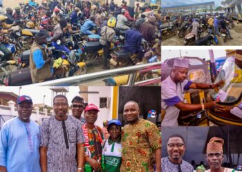 As Promised, Oyo PDP Chieftain Dr. OTOPE Supports 300 Okada and Maruwa Riders in Egbeda LG with 10 Litres of Fuel Each (PHOTOS)