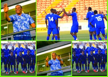 Hon Taiwo Lekan Salami motivates players as 3SC holds Ikorodu City in Lagos