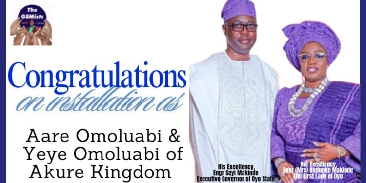 IBSWLG Chairman, Akande Congratulates Governor Makinde and Wife as the People’s Governor Earns Aare Omoluabi Title