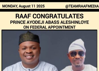 RAAF Congratulates Prince Ayodeji Abass Aleshinloye on Federal Appointment