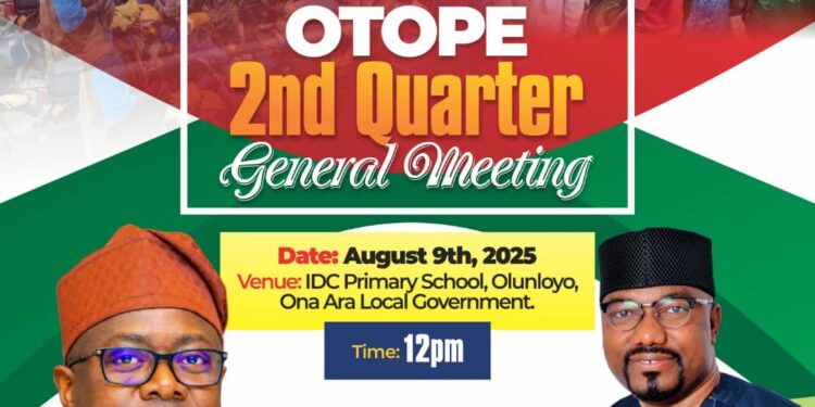 Momentum Builds as OTOPE Political Movement Sets August 9 for Crucial 2nd Quarter General Meeting in Egbeda and Ona-Ara LGs