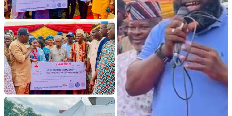 Oyo Works Commissioner lauds Akeem Olatunji over achievements in one year …as LG Chairman donates cash support to Oyo Police Command, communities, PWD
