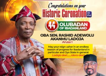 Dr. OTOPE Congratulates Oba (Sen.) Rasheed Adewolu Ladoja on His Accession as the 44th Olubadan of Ibadanland