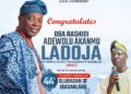 44th Olubadan : Your Throne is Divine: IBSWLG Chairman, Akande Celebrates Oba Ladoja’s Ascension