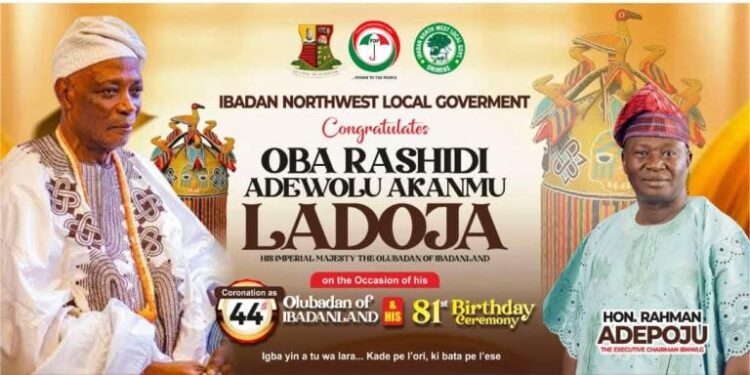 44th Olubadan Coronation: Ibadan NorthWest Council Boss Felicitates Oba Senator Rashidi Adewolu Ladoja